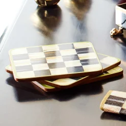 Table Accessories|Kitchen & Table Linens|MacKenzie-Childs Courtly Check Cork Back Coasters, Set of 4
