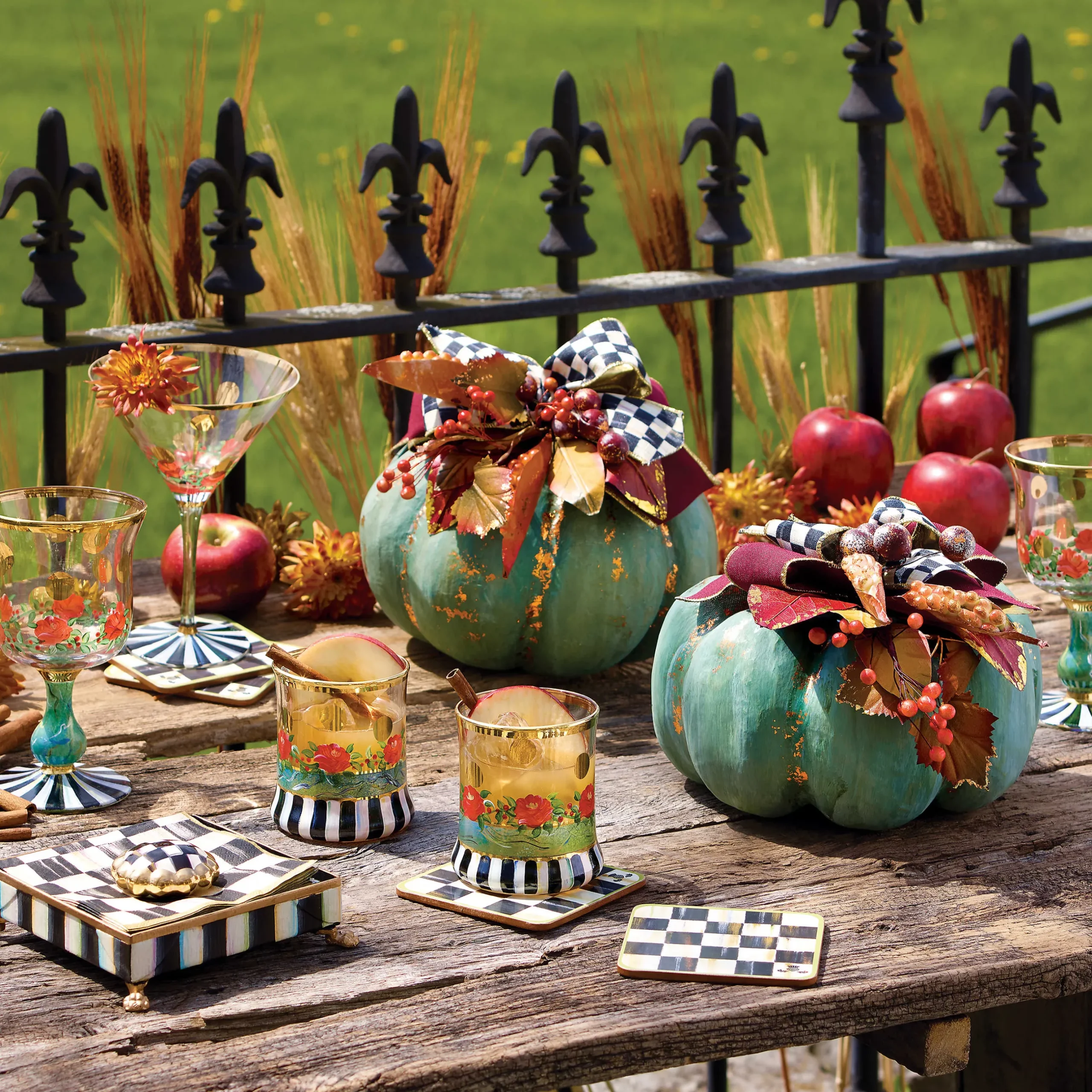Table Accessories|Kitchen & Table Linens|MacKenzie-Childs Courtly Check Cork Back Coasters, Set of 4