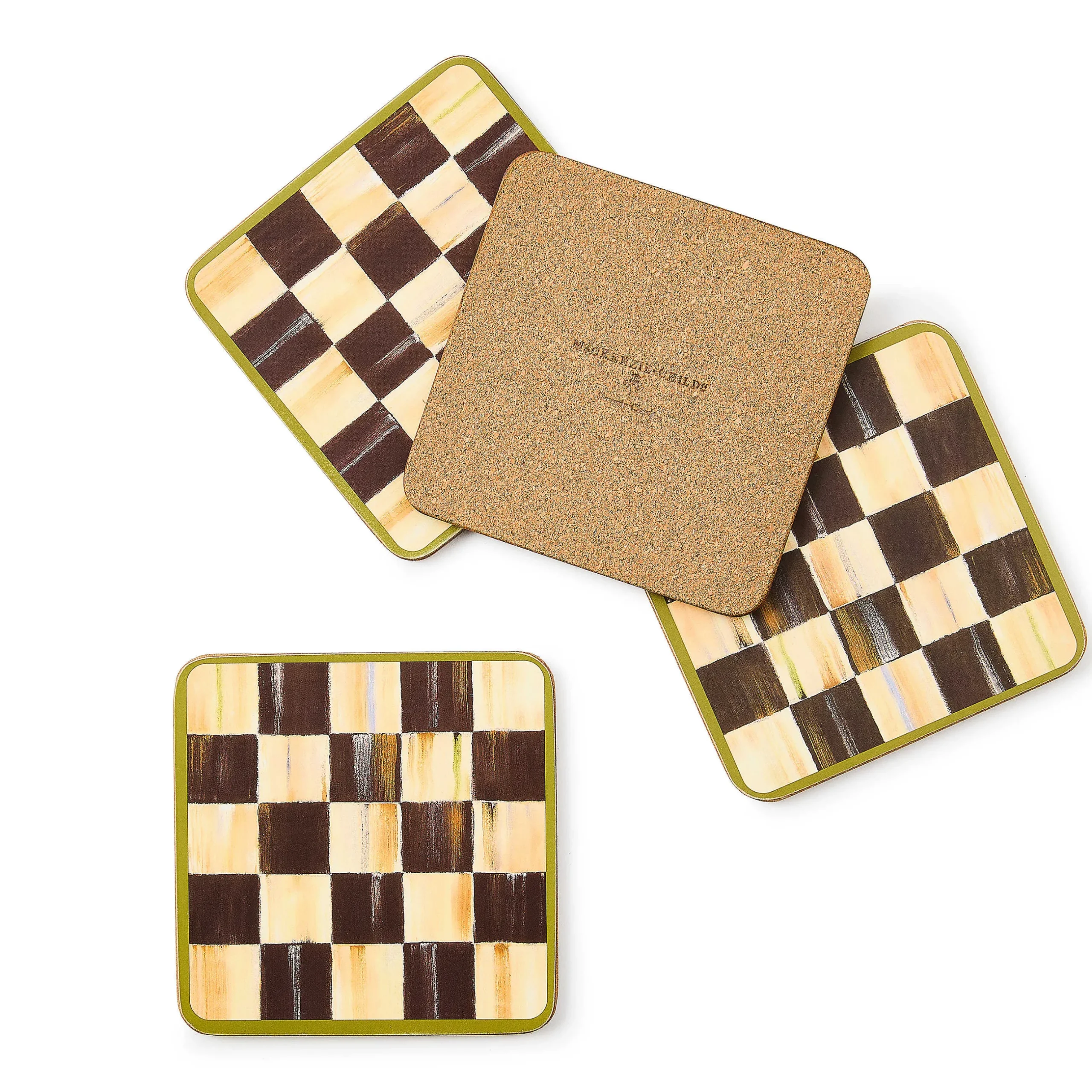 Table Accessories|Kitchen & Table Linens|MacKenzie-Childs Courtly Check Cork Back Coasters, Set of 4