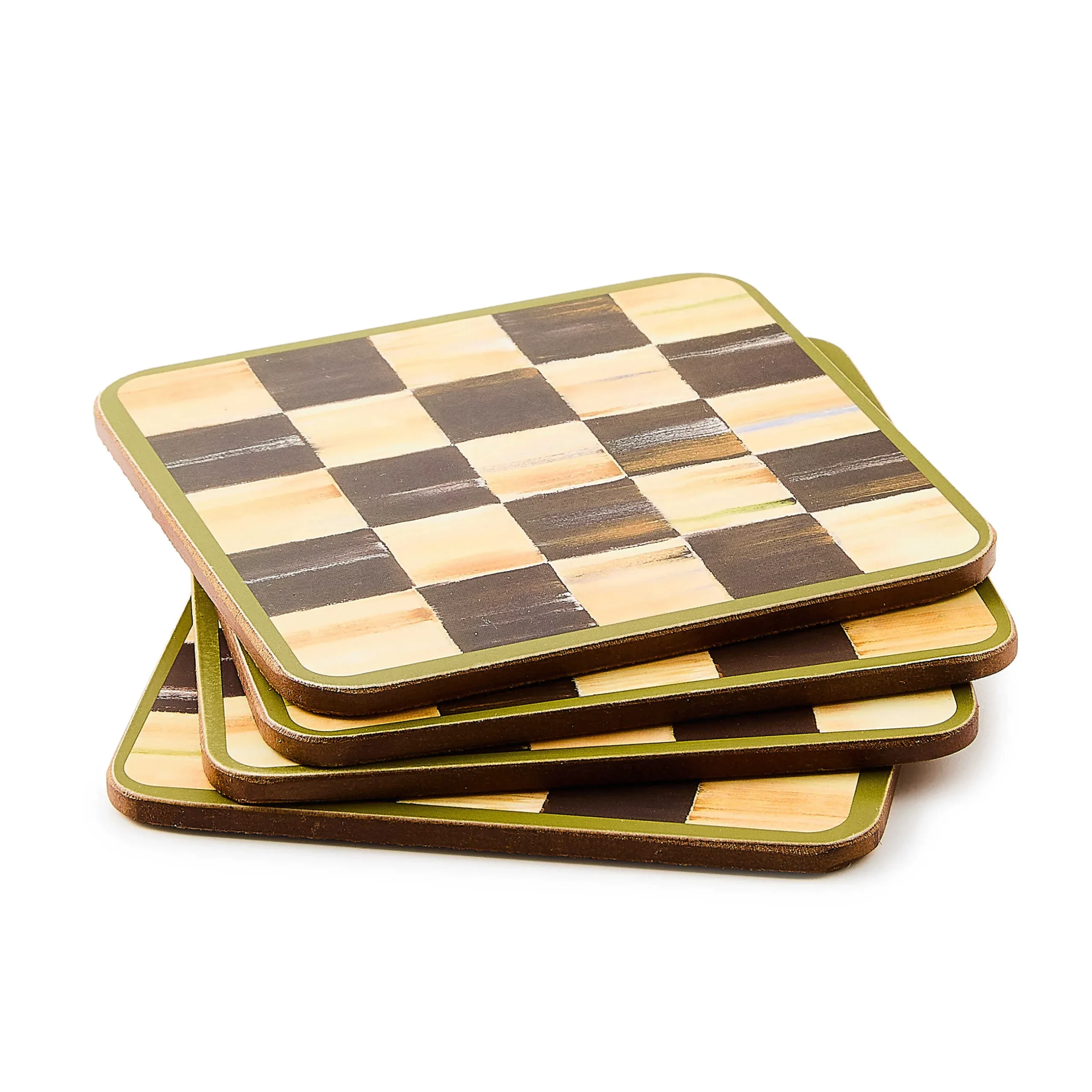 Table Accessories|Kitchen & Table Linens|MacKenzie-Childs Courtly Check Cork Back Coasters, Set of 4