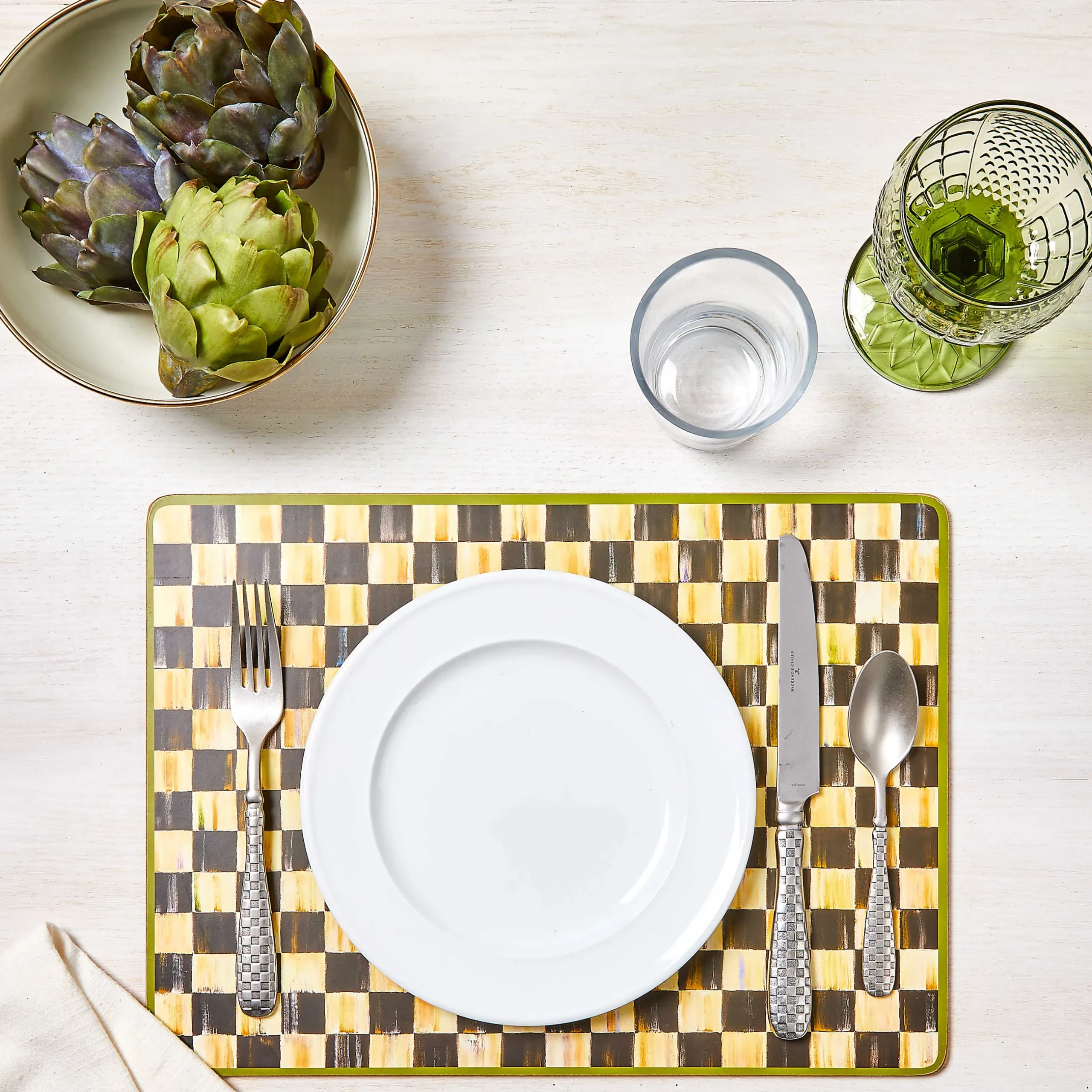Table Accessories|Kitchen & Table Linens|MacKenzie-Childs Courtly Check Cork Back Placemats, Set of 4