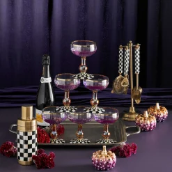 Fall Entertaining|Drinkware|MacKenzie-Childs Courtly Check Coupe Glass