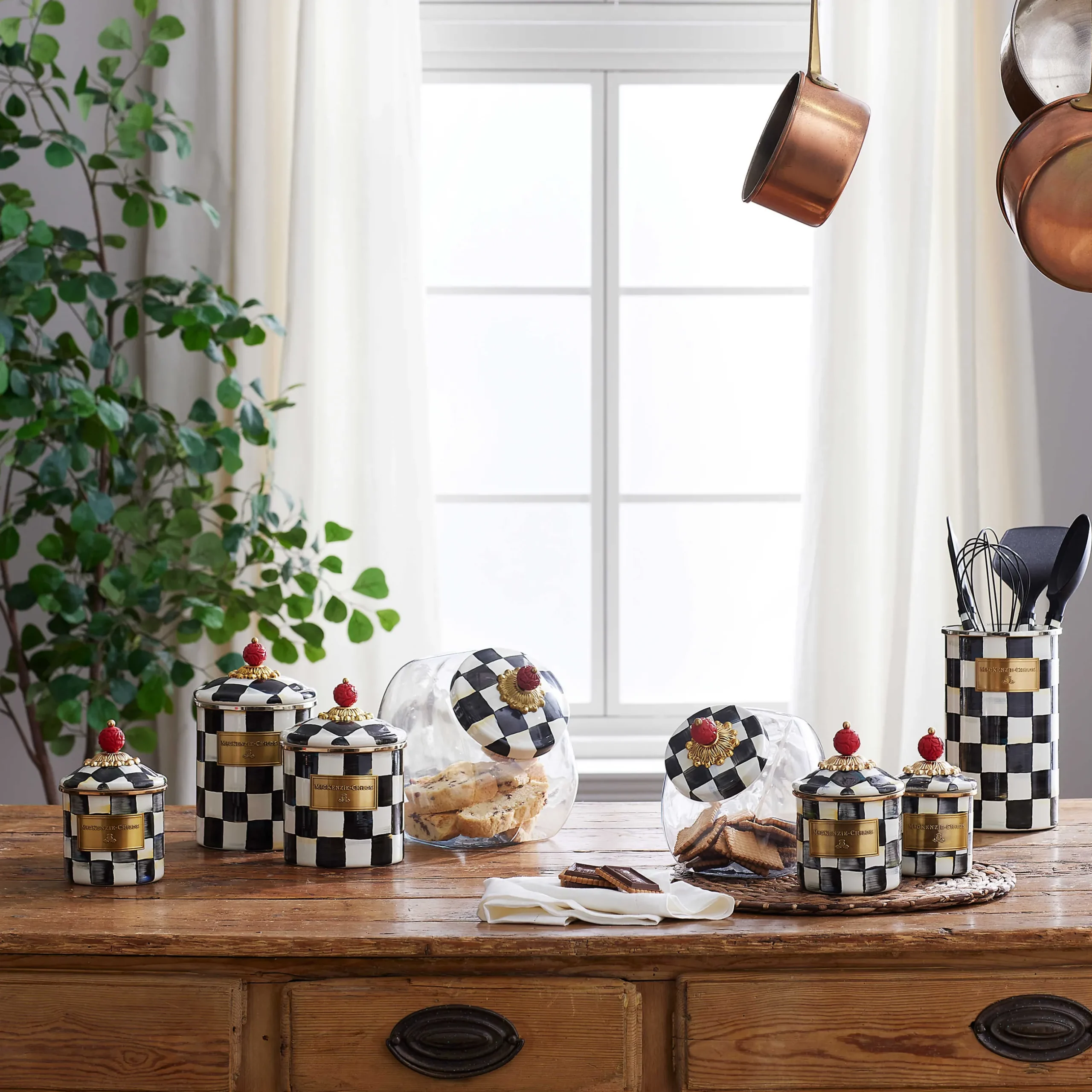 Room Accents|Kitchen Storage & Organization|MacKenzie-Childs Courtly Check Demi Canister