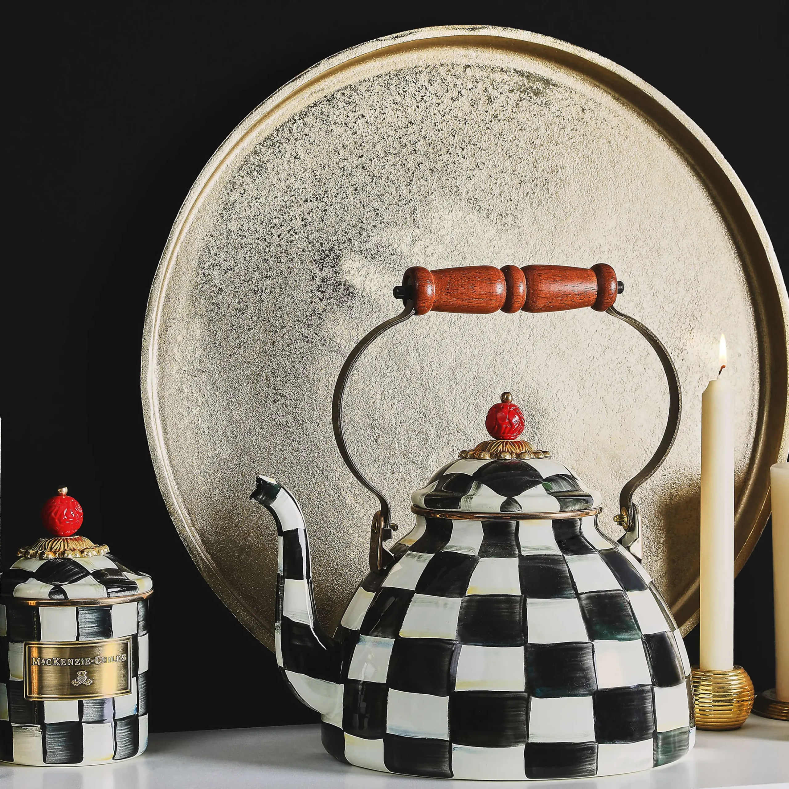 Room Accents|Kitchen Storage & Organization|MacKenzie-Childs Courtly Check Demi Canister