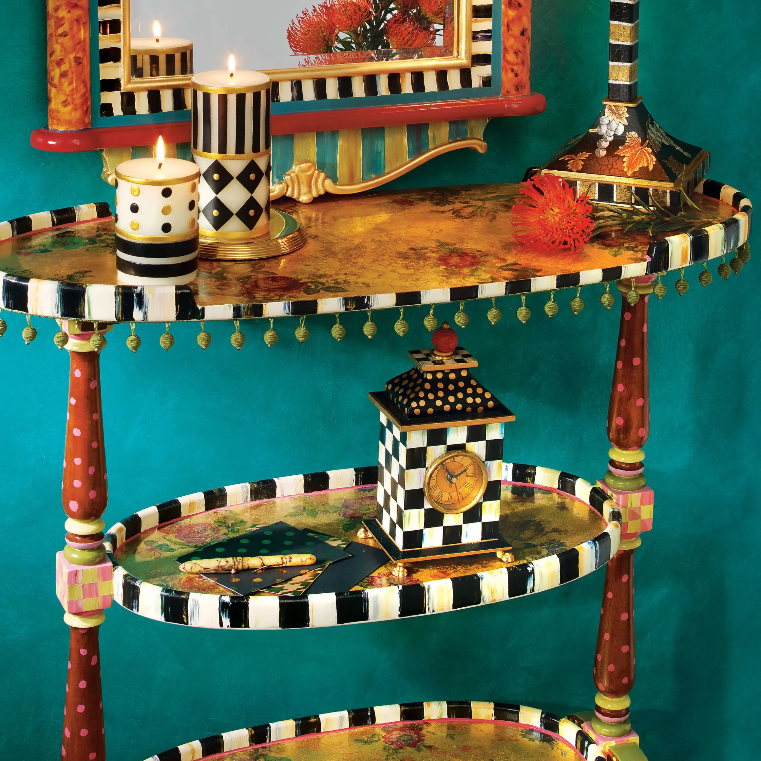 Room Accents|MacKenzie-Childs Courtly Check Desk Clock