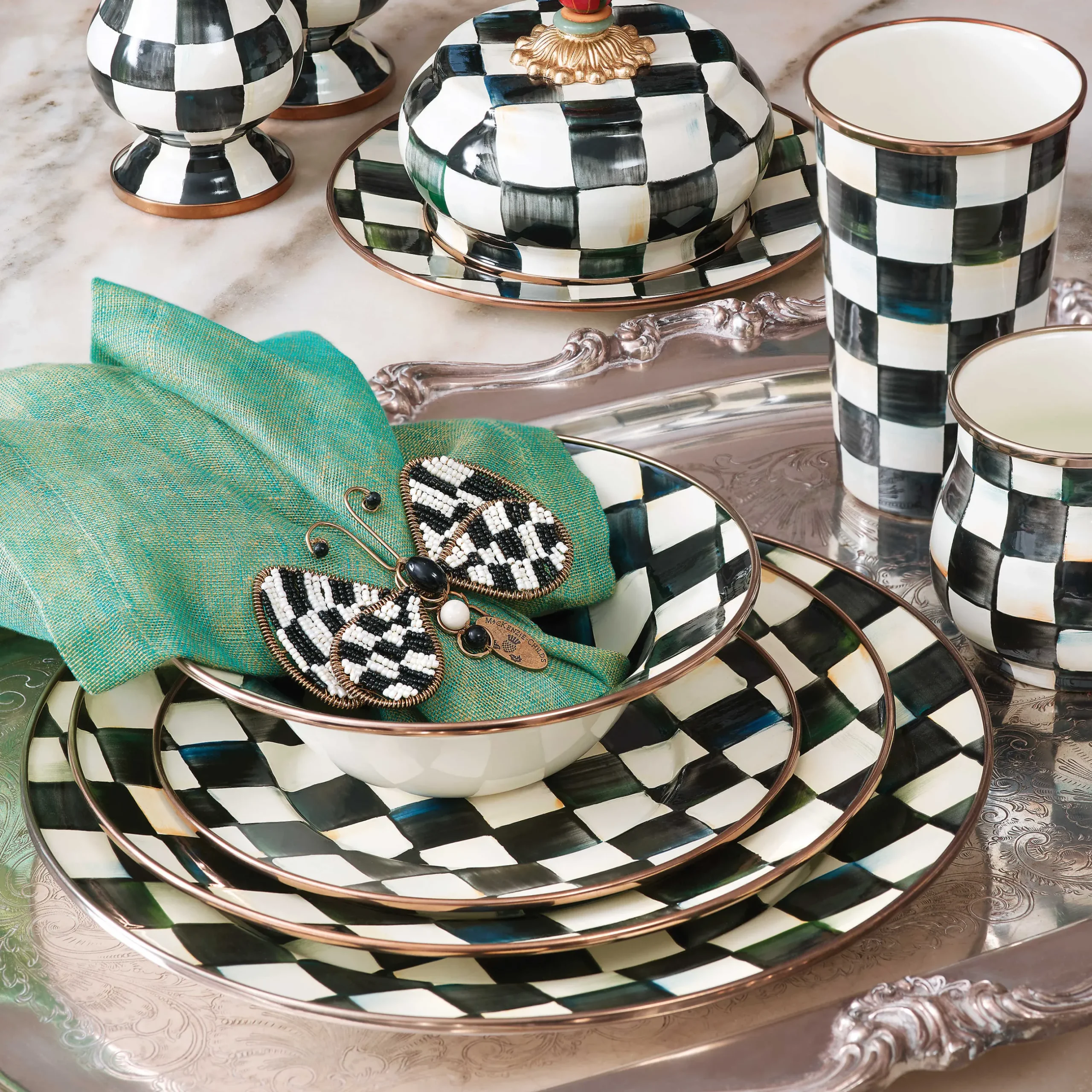 Dinnerware & Flatware|MacKenzie-Childs Courtly Check Dinner Plate