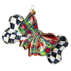 Holiday|MacKenzie-Childs Courtly Check Dog Bone Glass Ornament