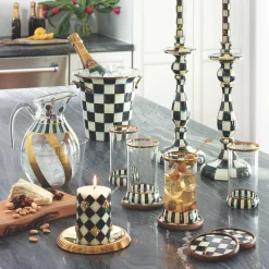 Table Accessories|Kitchen & Table Linens|MacKenzie-Childs Courtly Check Enamel Coasters, Set of 4