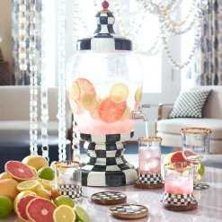 Table Accessories|Kitchen & Table Linens|MacKenzie-Childs Courtly Check Enamel Coasters, Set of 4