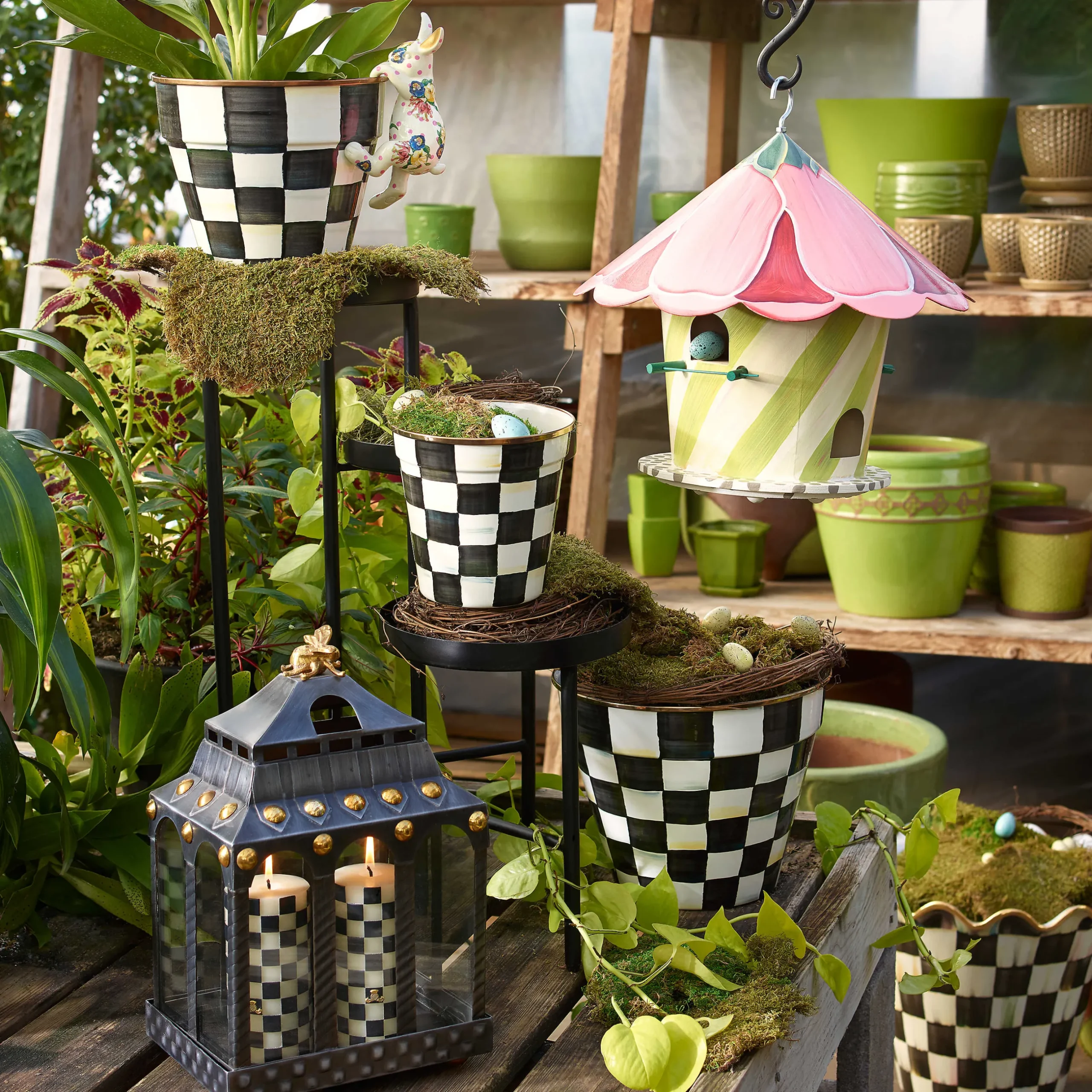 Spring|Outdoor|MacKenzie-Childs Courtly Check Extra Large Garden Pot