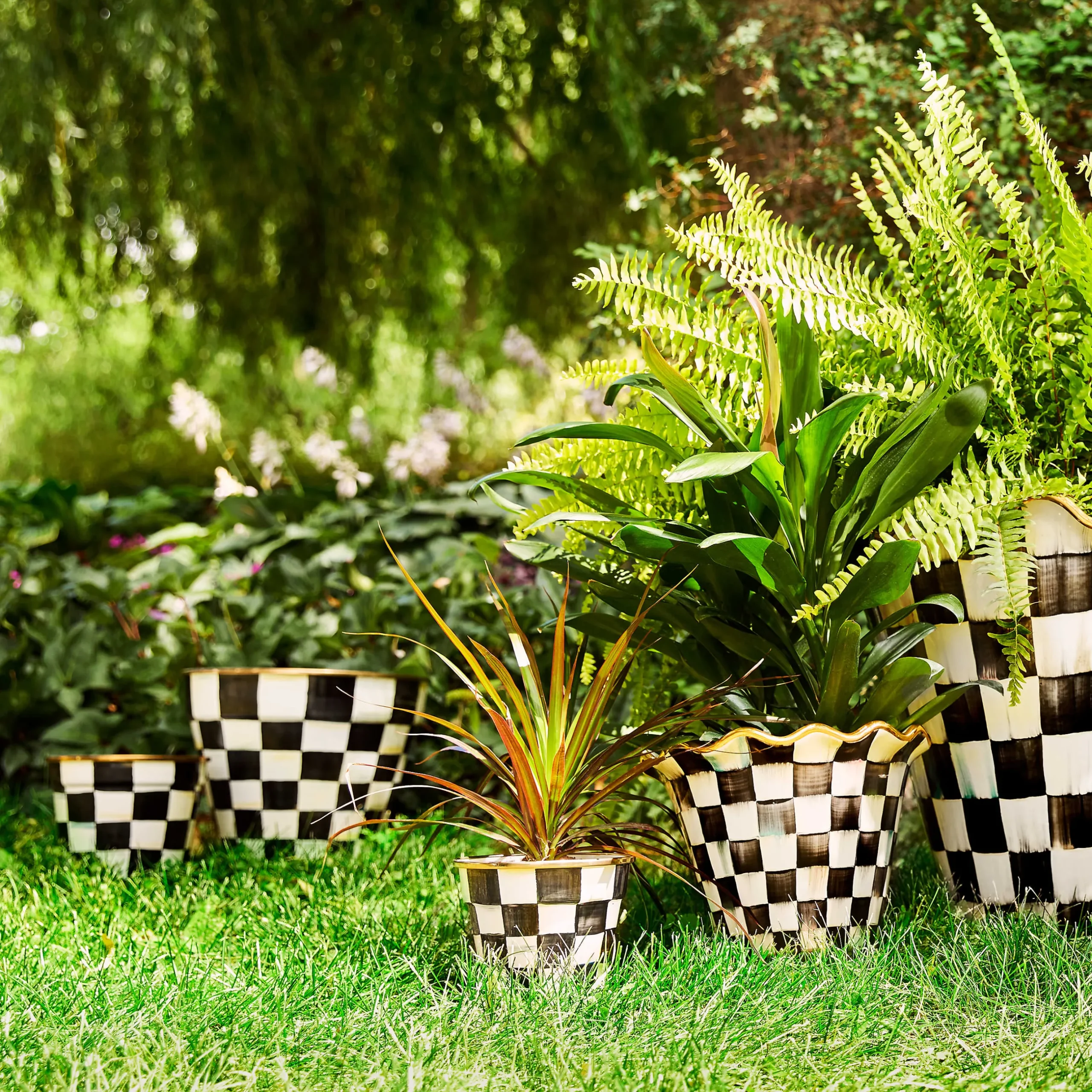 Spring|Outdoor|MacKenzie-Childs Courtly Check Extra Large Garden Pot