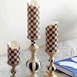 Candles & Fragrances|Table Accessories|MacKenzie-Childs Courtly Check Flicker 5 Pillar Candle