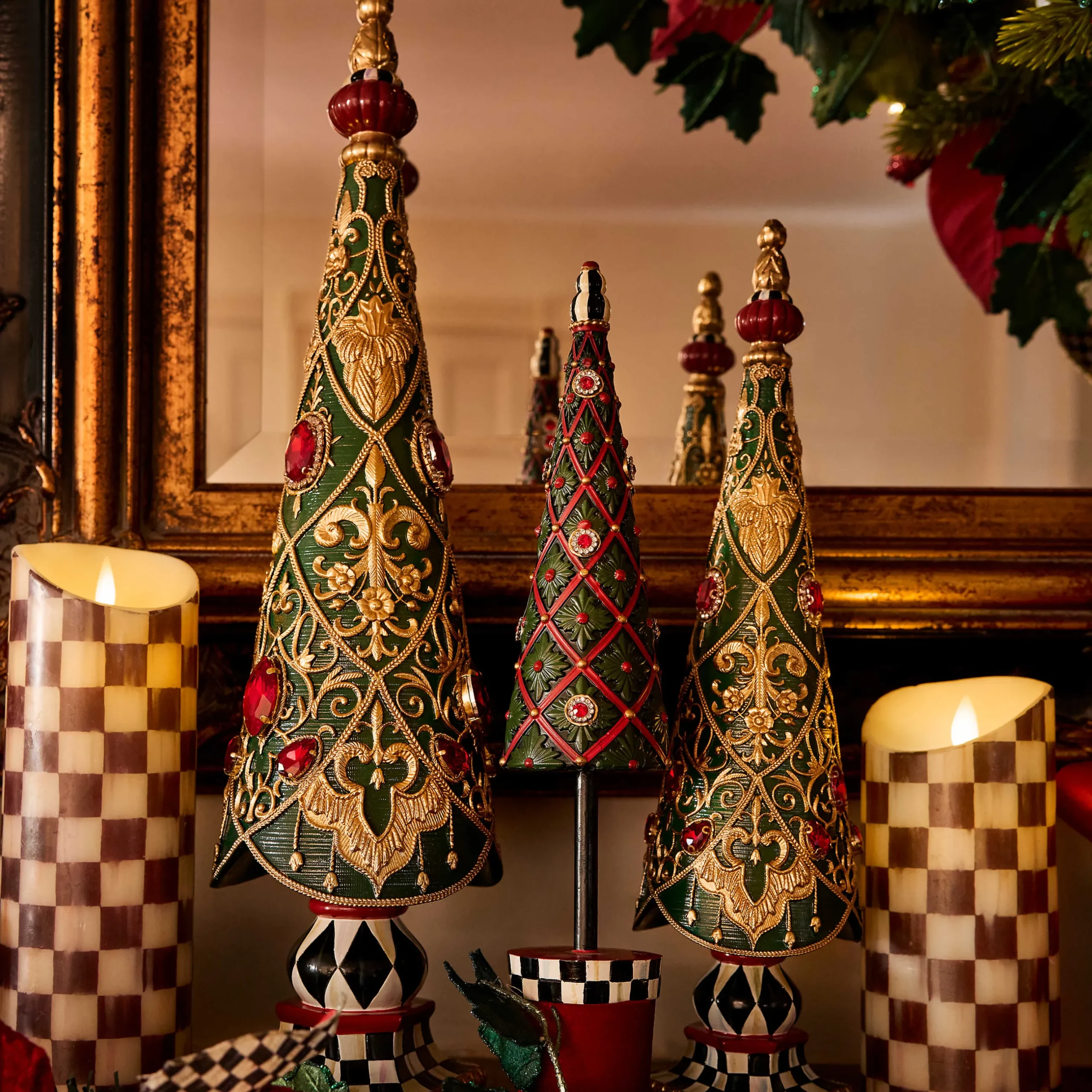 Candles & Fragrances|Table Accessories|MacKenzie-Childs Courtly Check Flicker 9 Pillar Candle