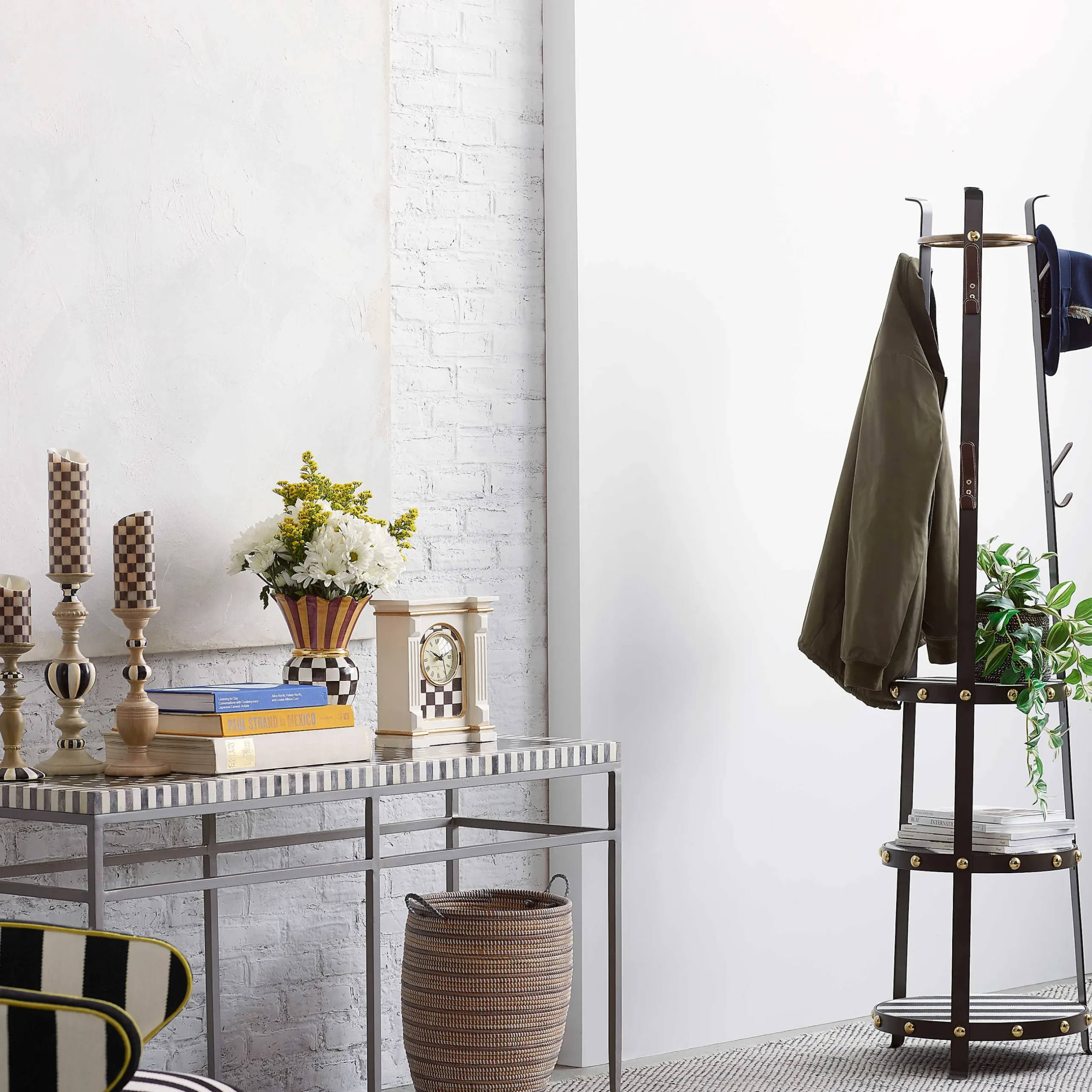 Candles & Fragrances|Table Accessories|MacKenzie-Childs Courtly Check Flicker 9 Pillar Candle