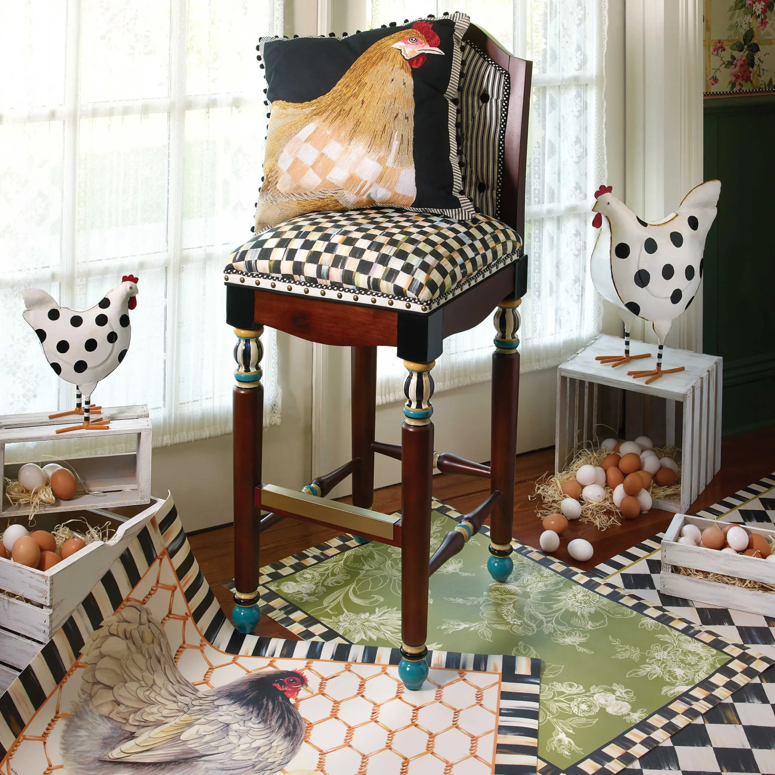 Rugs|MacKenzie-Childs Courtly Check Floor Mat - 2'6 x 8' Runner