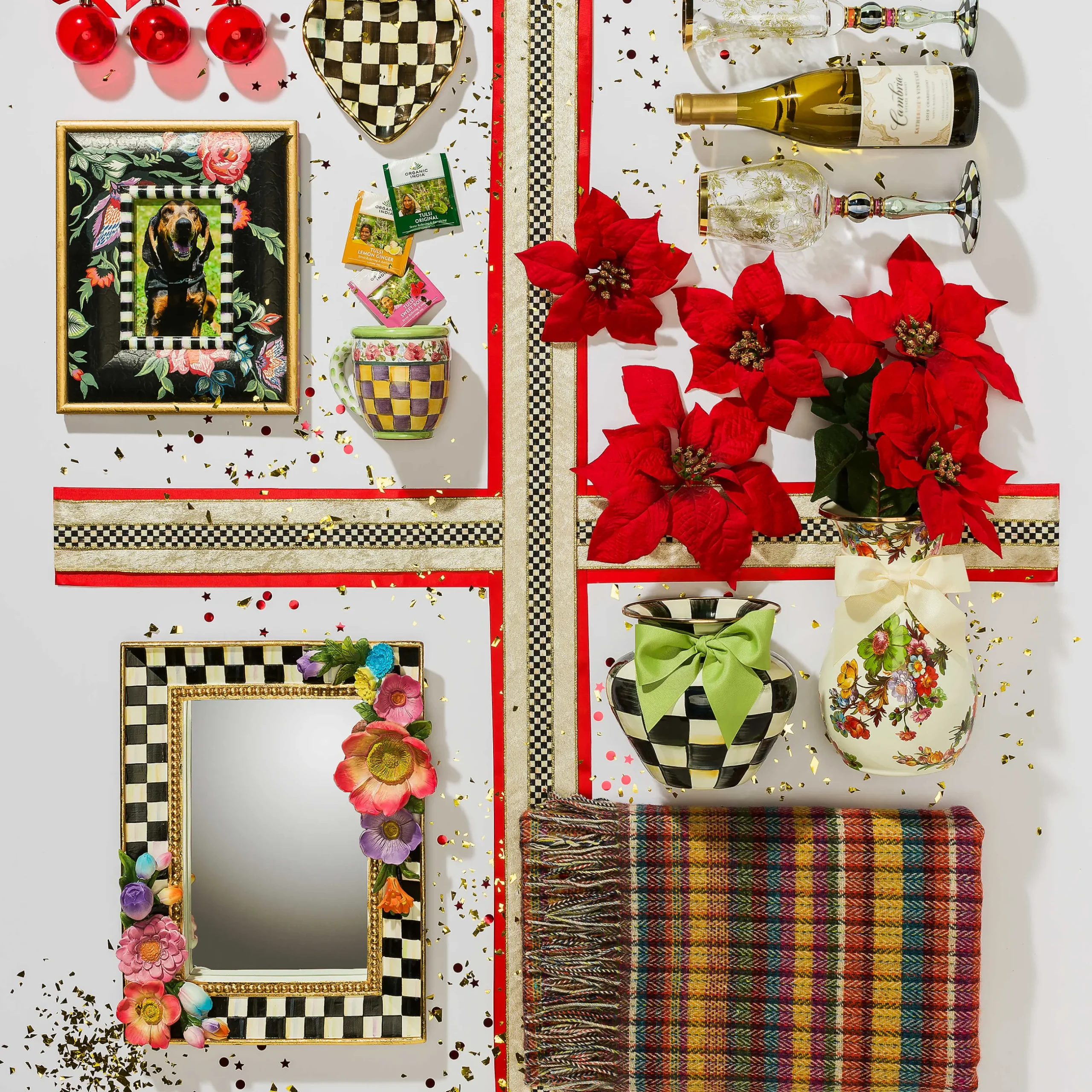 Bar Entertaining|Serveware|MacKenzie-Childs Courtly Check Fluted Heart Plate
