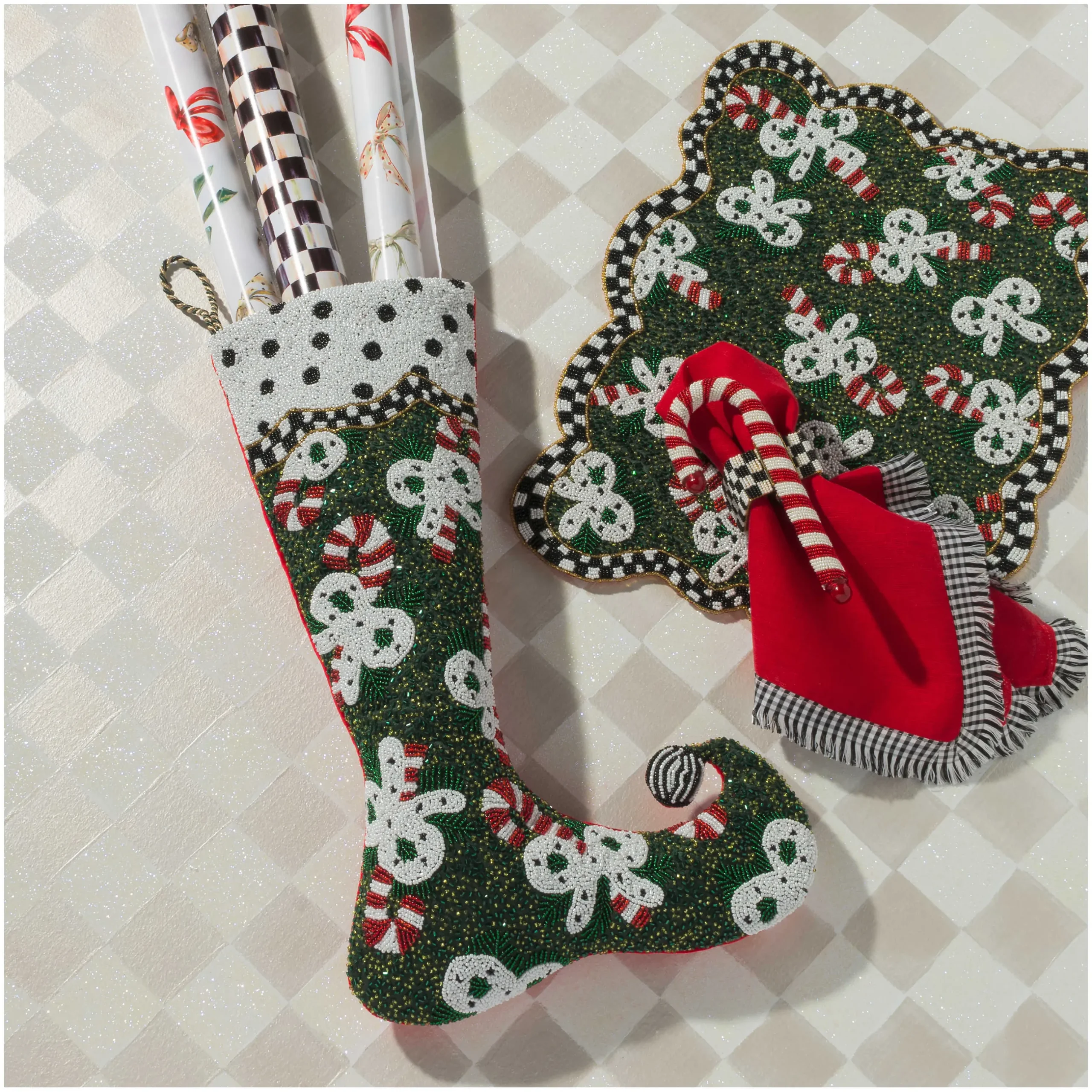Holiday|Finishing Touches|MacKenzie-Childs Courtly Check Gift Wrap, Set of 2