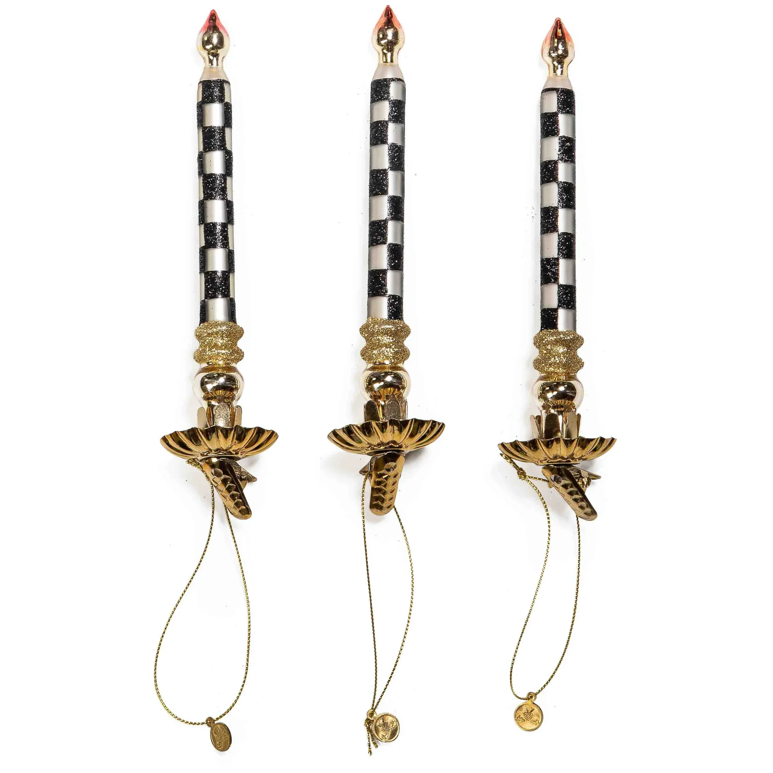 Holiday|Decor Sets|MacKenzie-Childs Courtly Check Glass Candle Clips, Set of 3