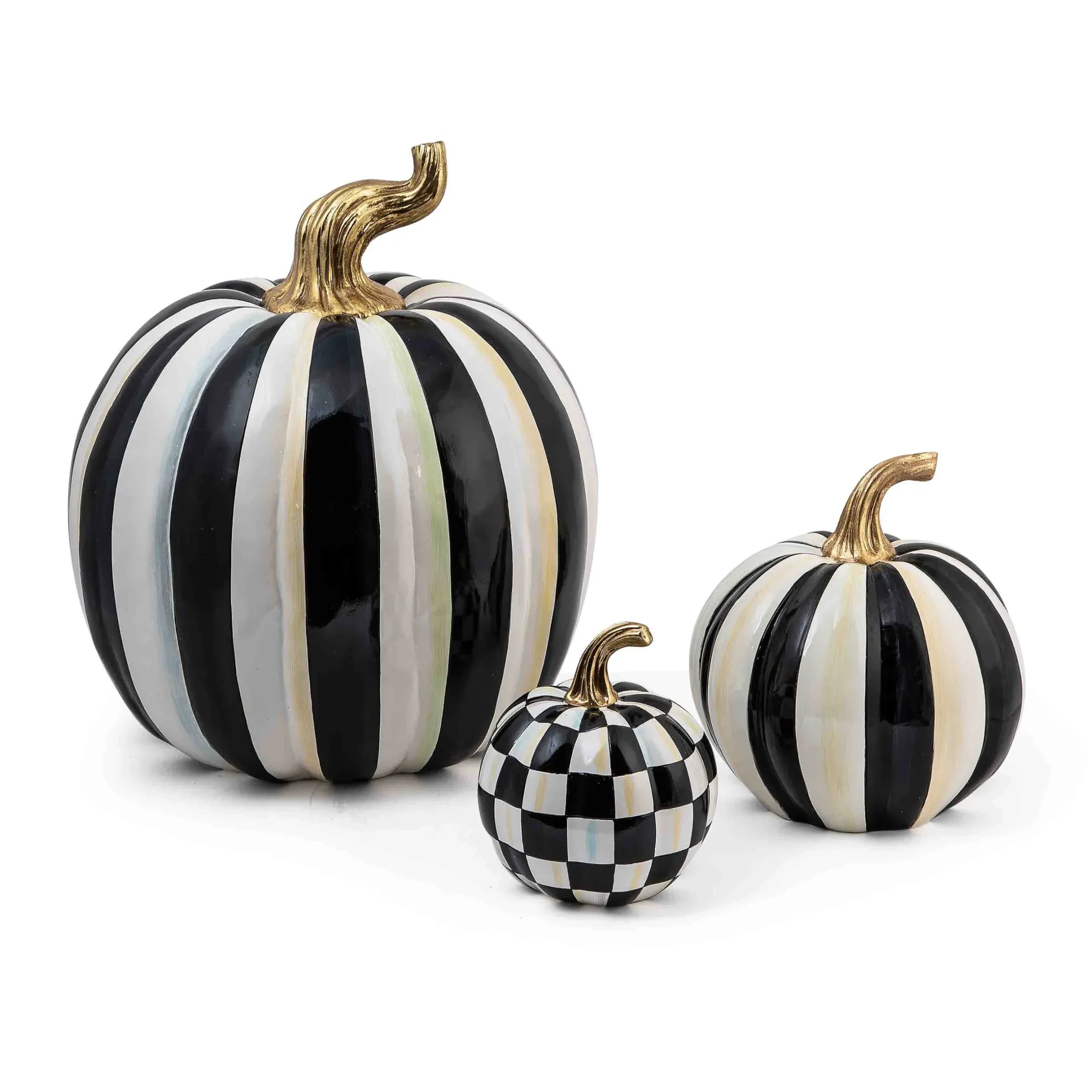 Pumpkins|The Halloween Shop|MacKenzie-Childs Courtly Check Glossy Mini Pumpkin