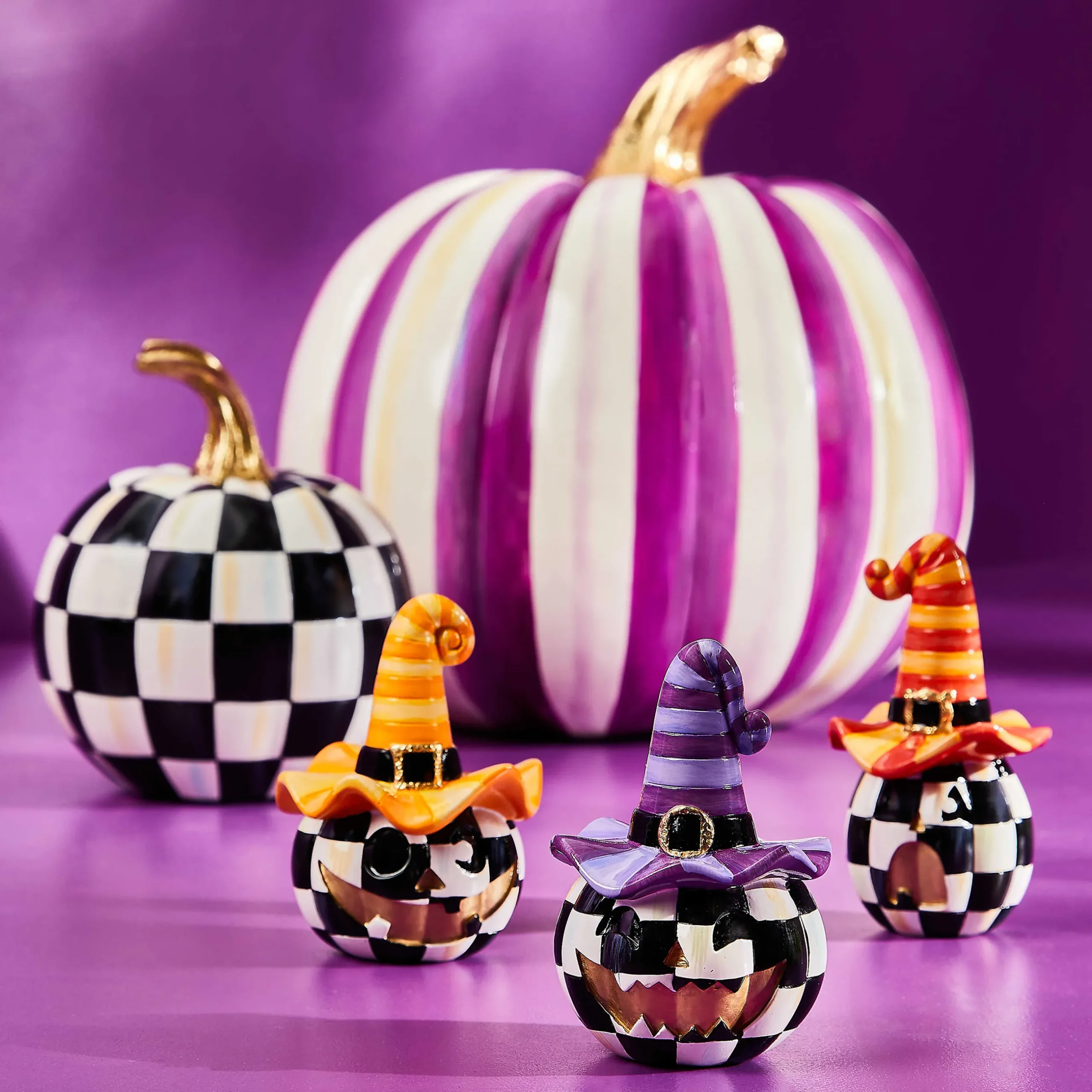 Pumpkins|The Halloween Shop|MacKenzie-Childs Courtly Check Glossy Mini Pumpkin