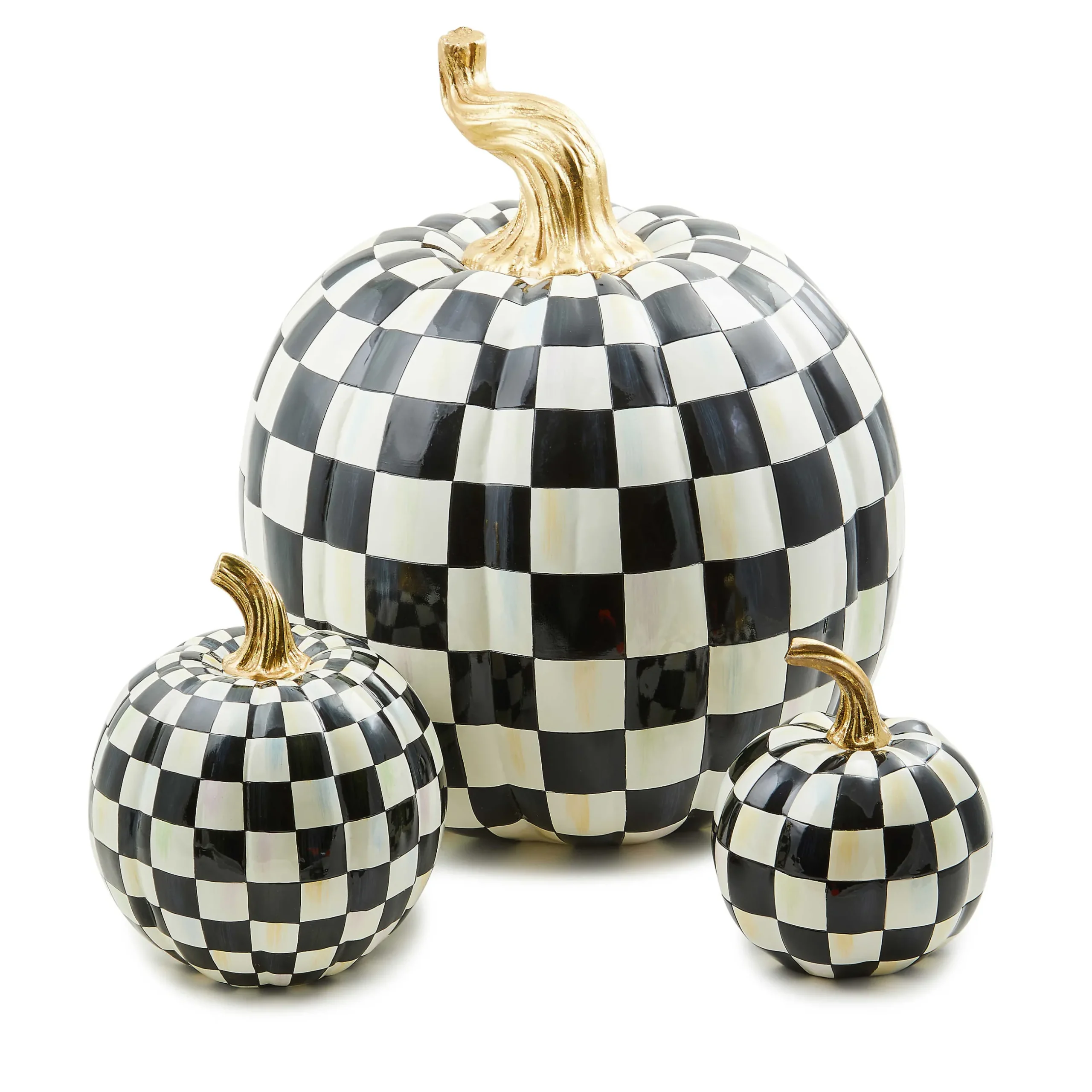Pumpkins|The Halloween Shop|MacKenzie-Childs Courtly Check Glossy Mini Pumpkin