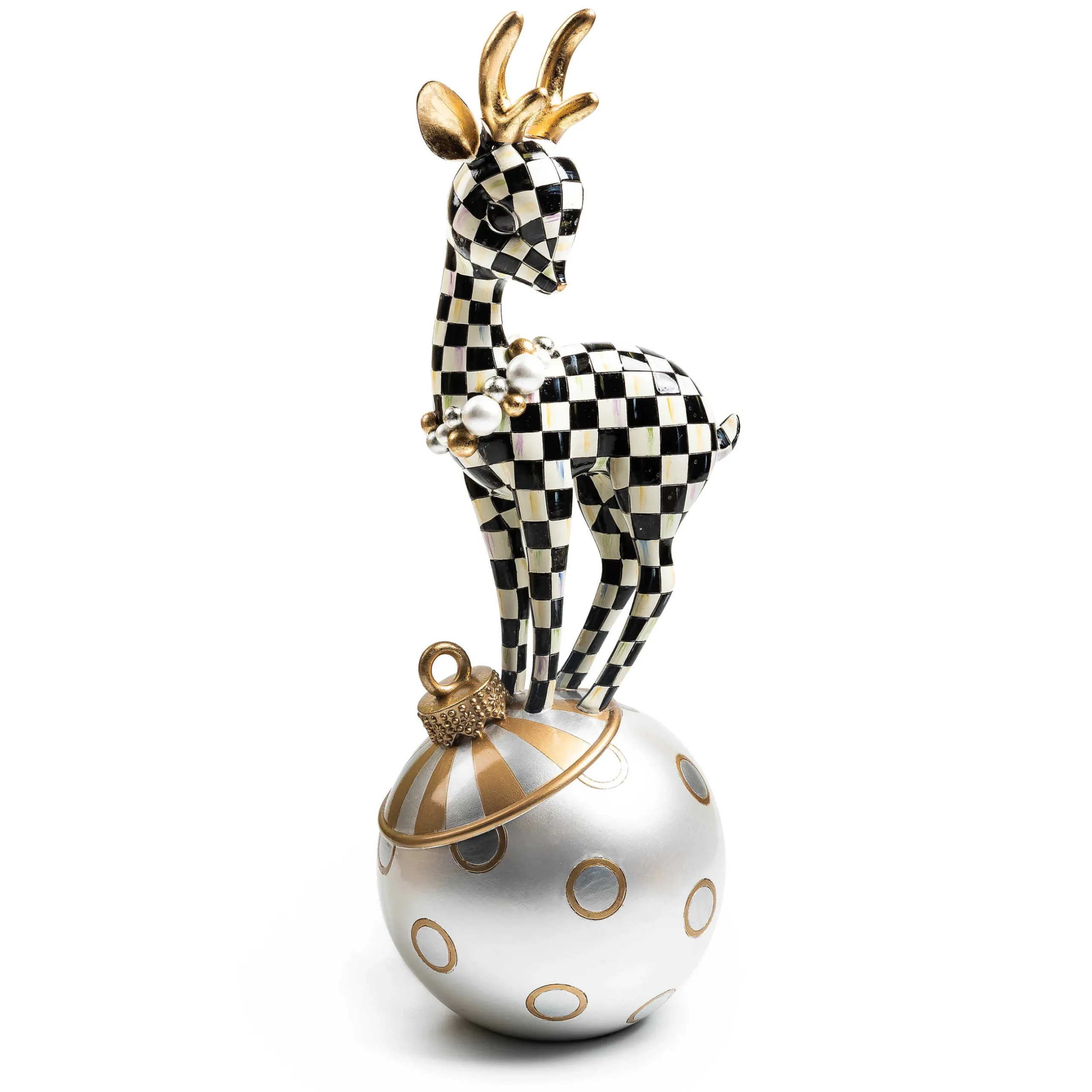 Holiday|MacKenzie-Childs Courtly Check Gold Deary Deer On Ornament