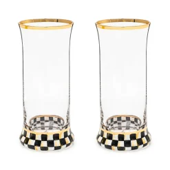 Holiday|The Halloween Shop|MacKenzie-Childs Courtly Check Highball Glass, Set of 2
