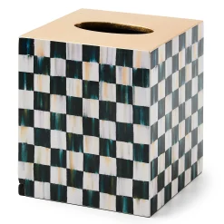 Bath & Bath Accessories|MacKenzie-Childs Courtly Check Lacquer Boutique Tissue Box Cover