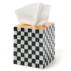 Bath & Bath Accessories|MacKenzie-Childs Courtly Check Lacquer Boutique Tissue Box Cover