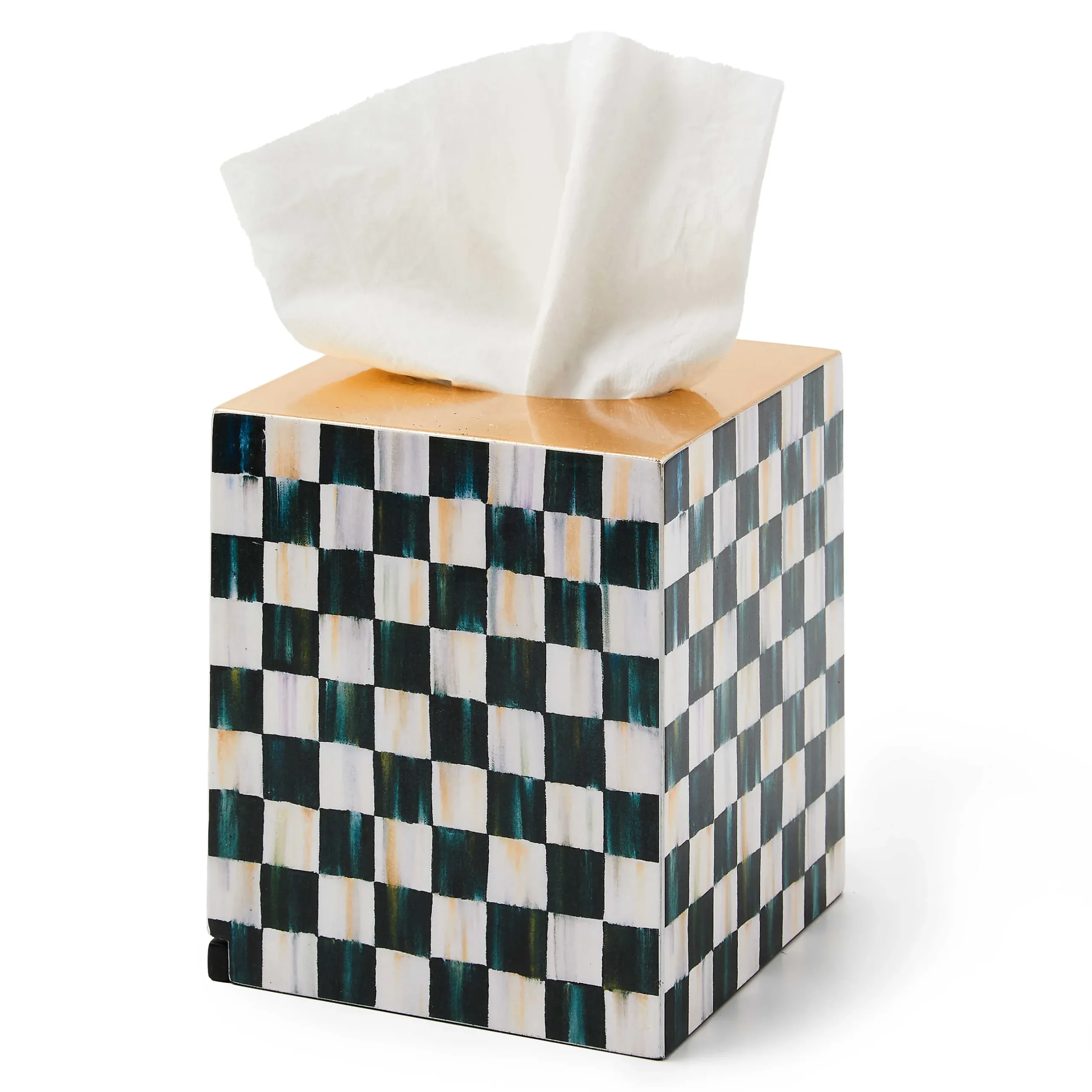 Bath & Bath Accessories|MacKenzie-Childs Courtly Check Lacquer Boutique Tissue Box Cover