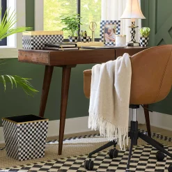 Bath & Bath Accessories|MacKenzie-Childs Courtly Check Lacquer Waste Bin