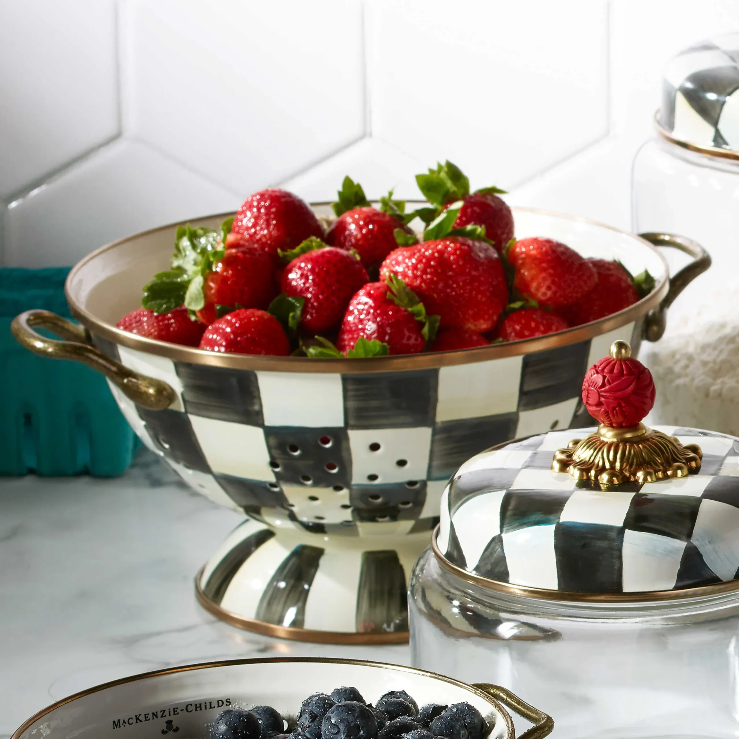 Kitchen Utensils & Tools|MacKenzie-Childs Courtly Check Large Colander