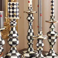 Candles & Fragrances|Table Accessories|MacKenzie-Childs Courtly Check Large Enamel Candlestick
