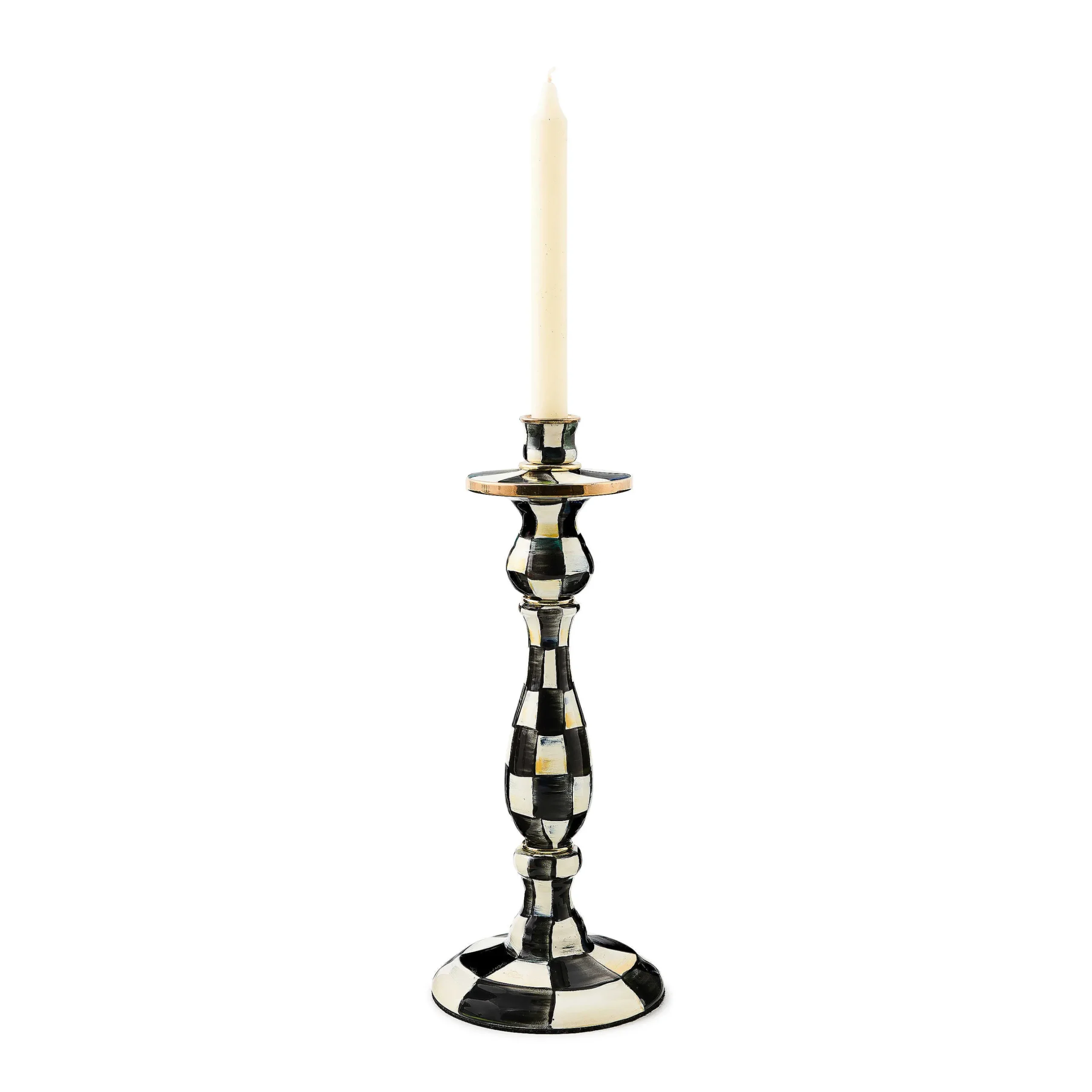 Candles & Fragrances|Table Accessories|MacKenzie-Childs Courtly Check Large Enamel Candlestick