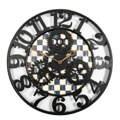 Room Accents|MacKenzie-Childs Courtly Check Large Farmhouse Wall Clock