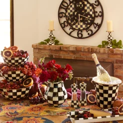 Room Accents|MacKenzie-Childs Courtly Check Large Farmhouse Wall Clock
