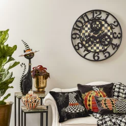 Room Accents|MacKenzie-Childs Courtly Check Large Farmhouse Wall Clock