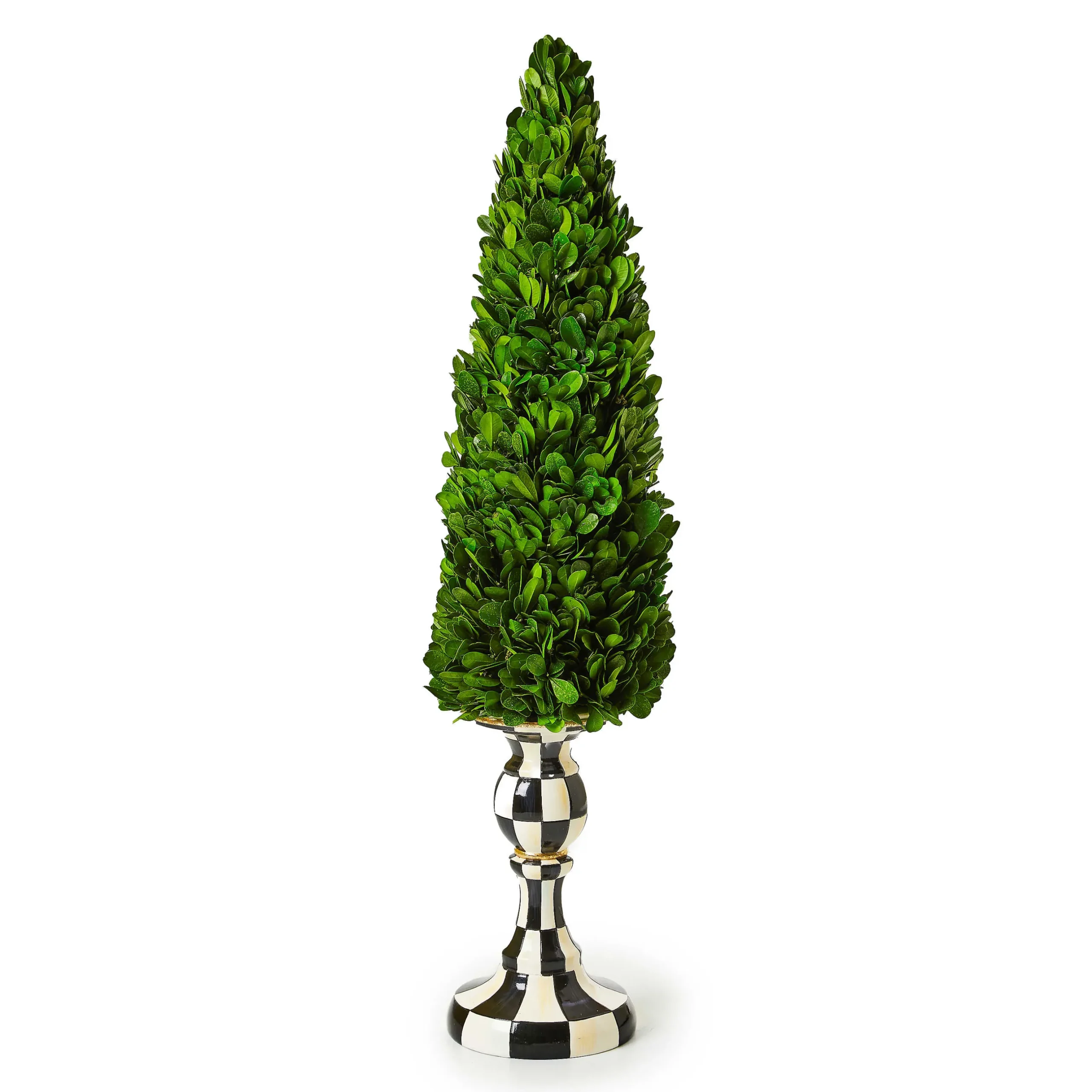 Greenery & Florals|MacKenzie-Childs Courtly Check Large Pedestal Boxwood Tree