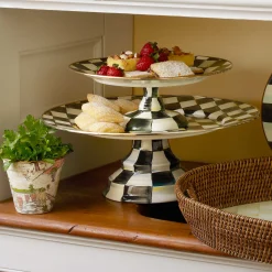 Serveware|MacKenzie-Childs Courtly Check Large Pedestal Platter