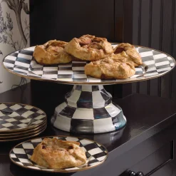 Serveware|MacKenzie-Childs Courtly Check Large Pedestal Platter