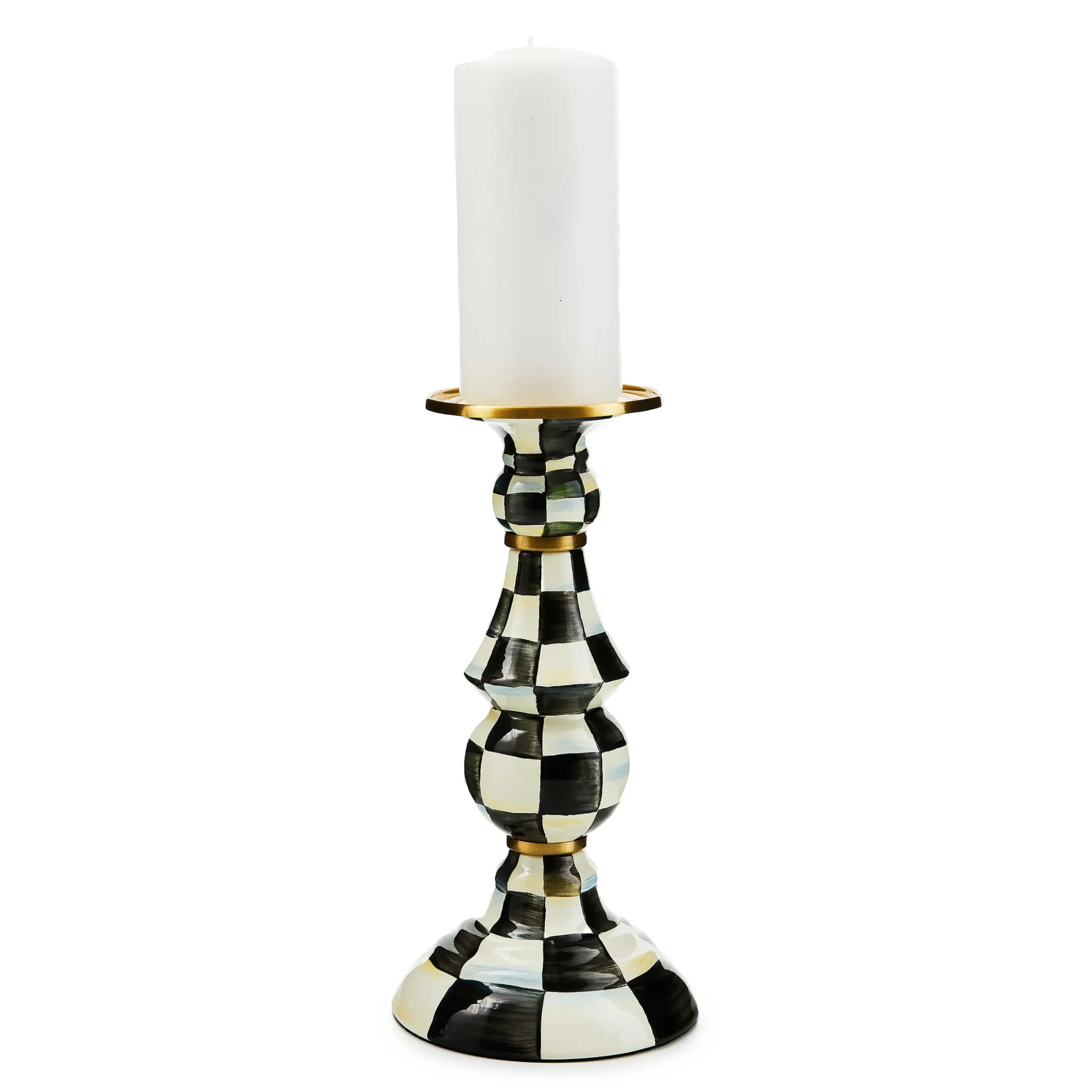 Candles & Fragrances|Table Accessories|MacKenzie-Childs Courtly Check Large Pillar Candlestick