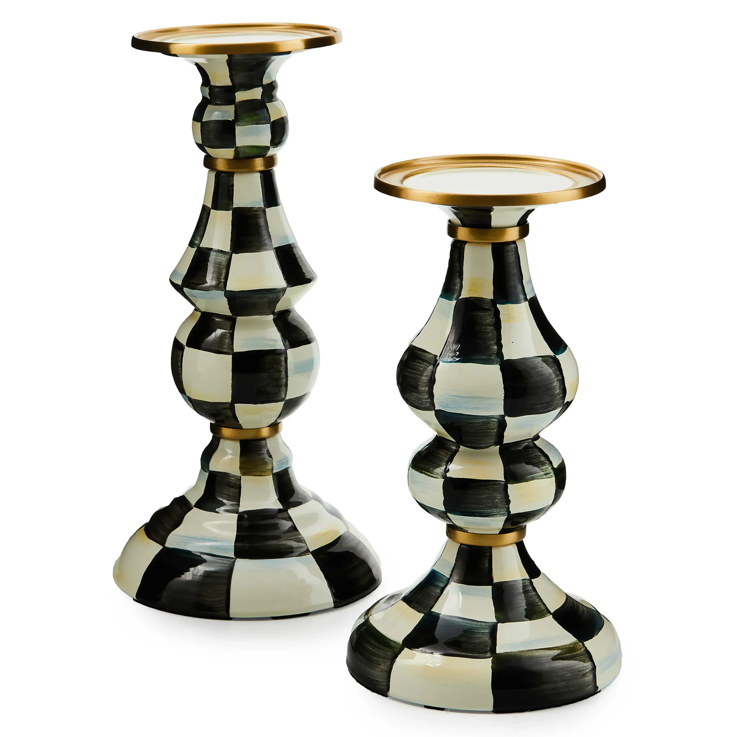 Candles & Fragrances|Table Accessories|MacKenzie-Childs Courtly Check Large Pillar Candlestick