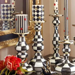 Candles & Fragrances|Table Accessories|MacKenzie-Childs Courtly Check Large Pillar Candlestick