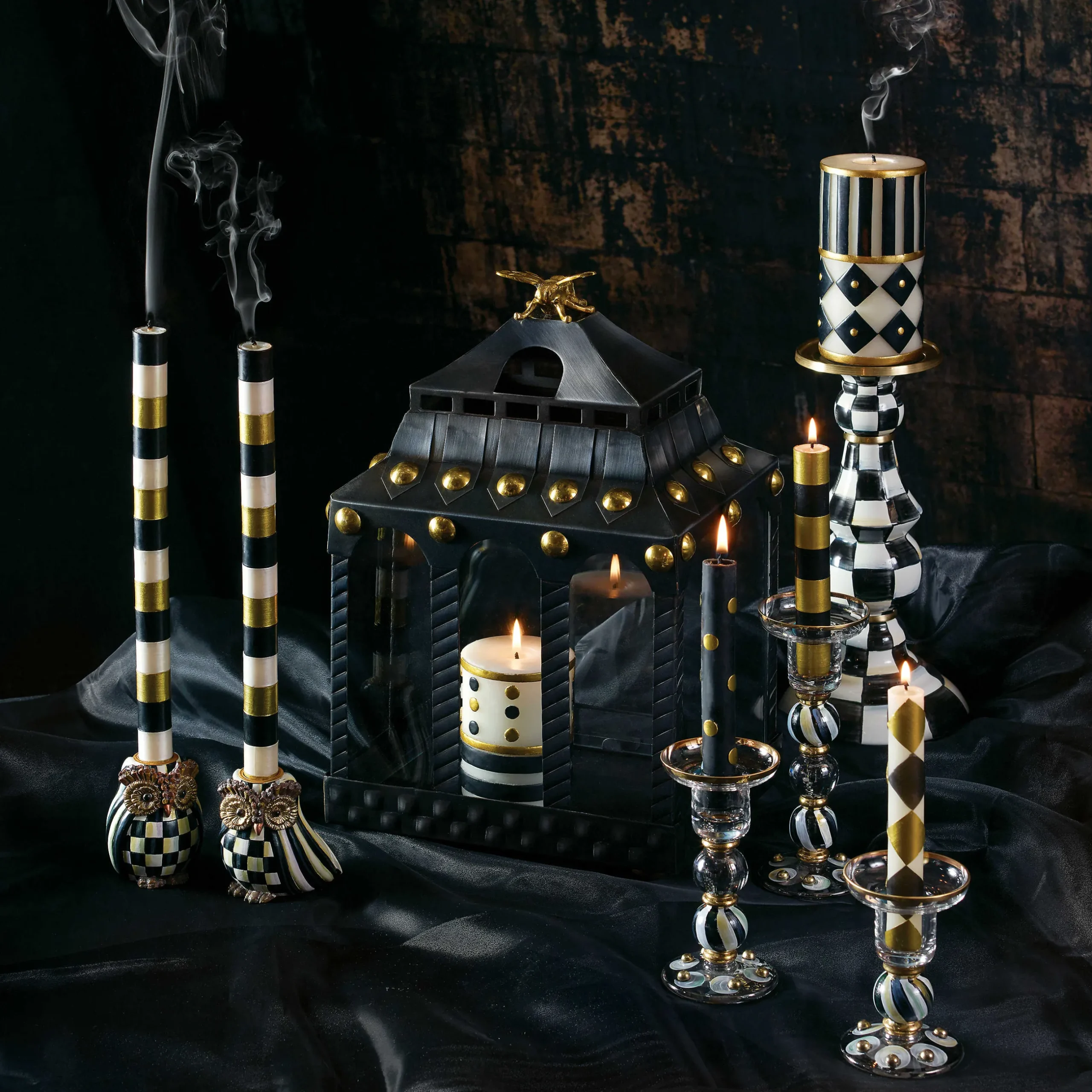 Candles & Fragrances|Table Accessories|MacKenzie-Childs Courtly Check Large Pillar Candlestick