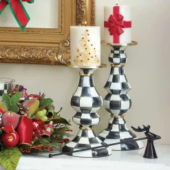Candles & Fragrances|Table Accessories|MacKenzie-Childs Courtly Check Large Pillar Candlestick