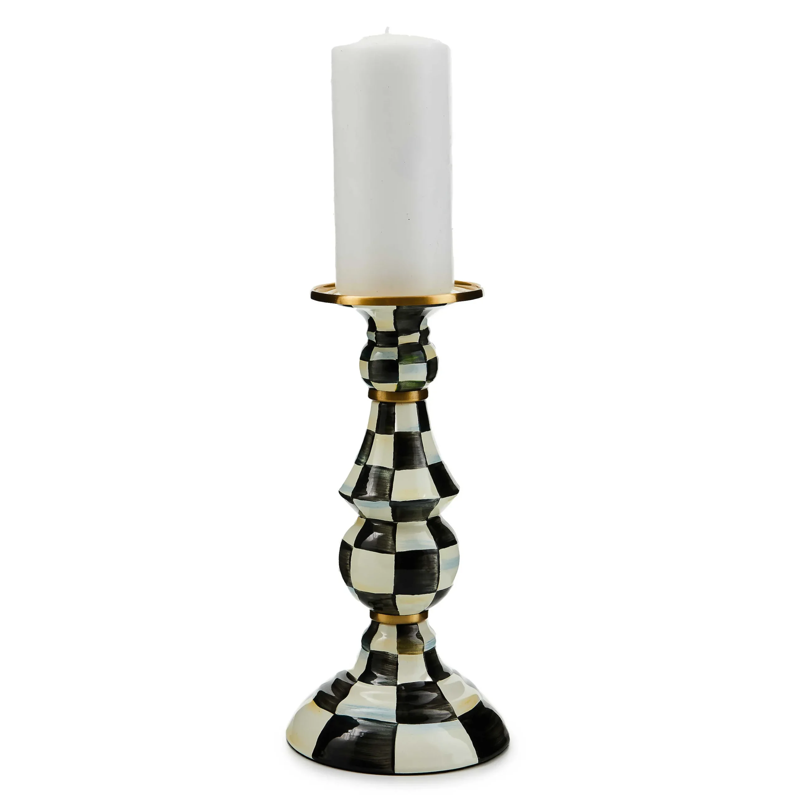 Candles & Fragrances|Table Accessories|MacKenzie-Childs Courtly Check Large Pillar Candlestick