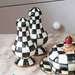 Table Accessories|Serveware|MacKenzie-Childs Courtly Check Large Salt  Pepper Shakers
