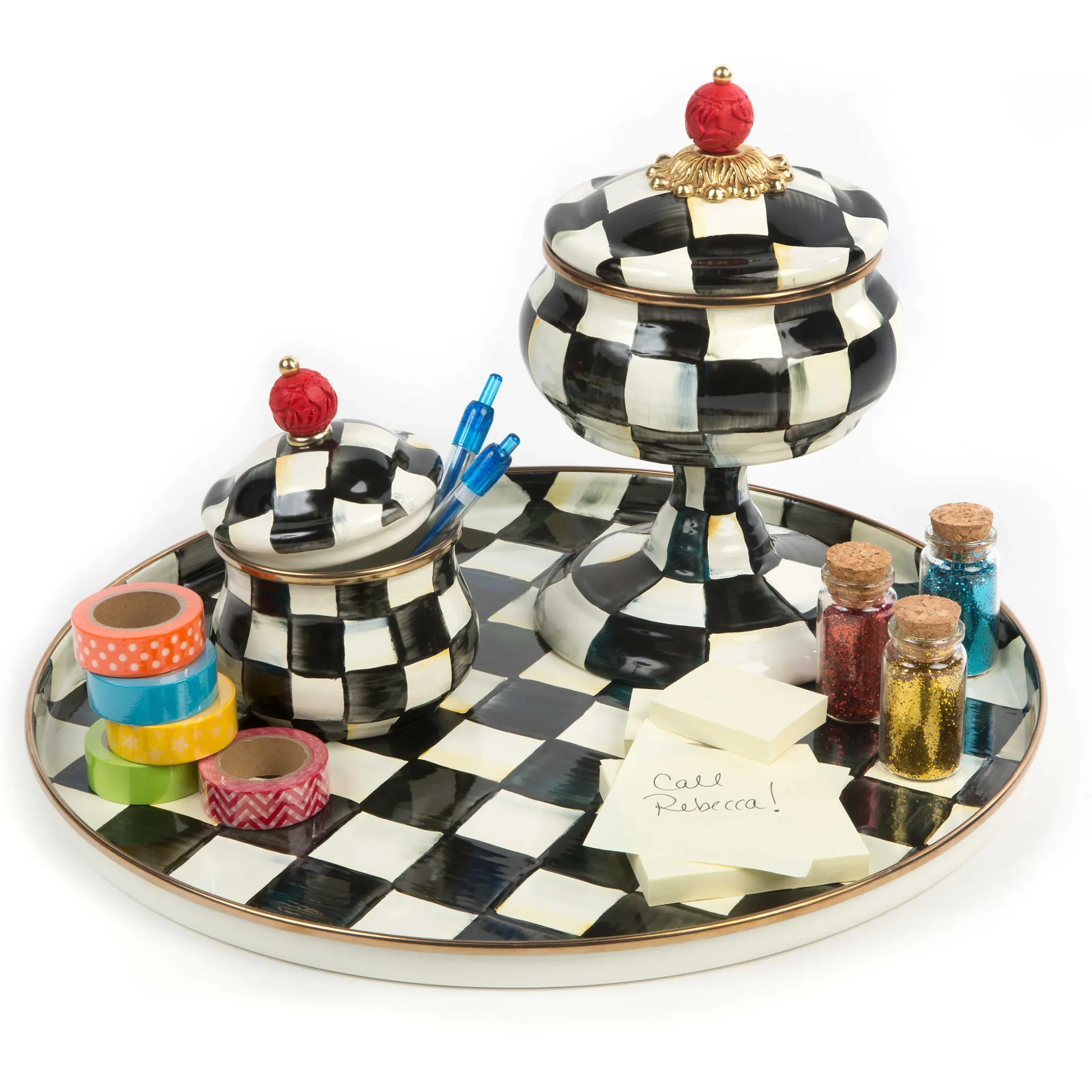 The Coffee Shop|Serveware|MacKenzie-Childs Courtly Check Lidded Sugar Bowl