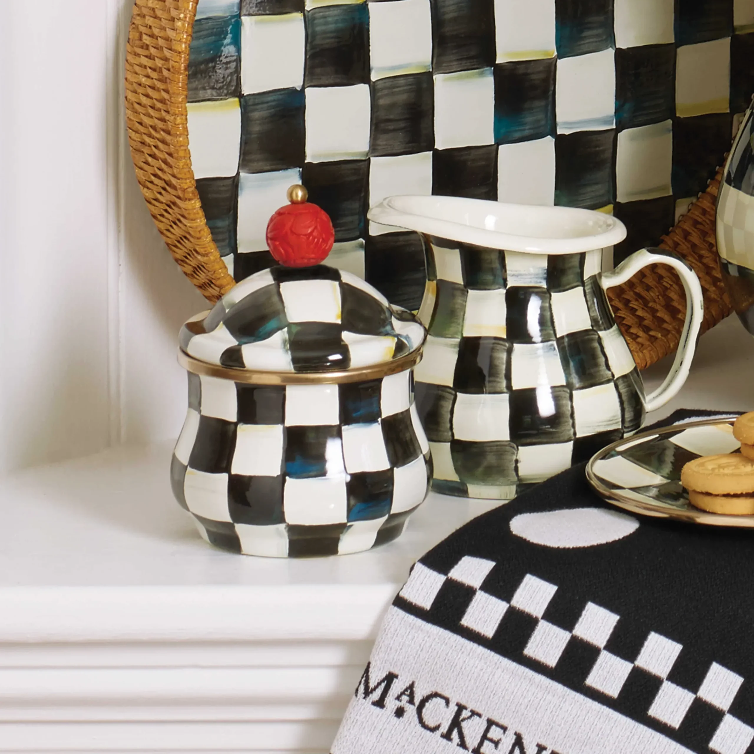 The Coffee Shop|Serveware|MacKenzie-Childs Courtly Check Lidded Sugar Bowl