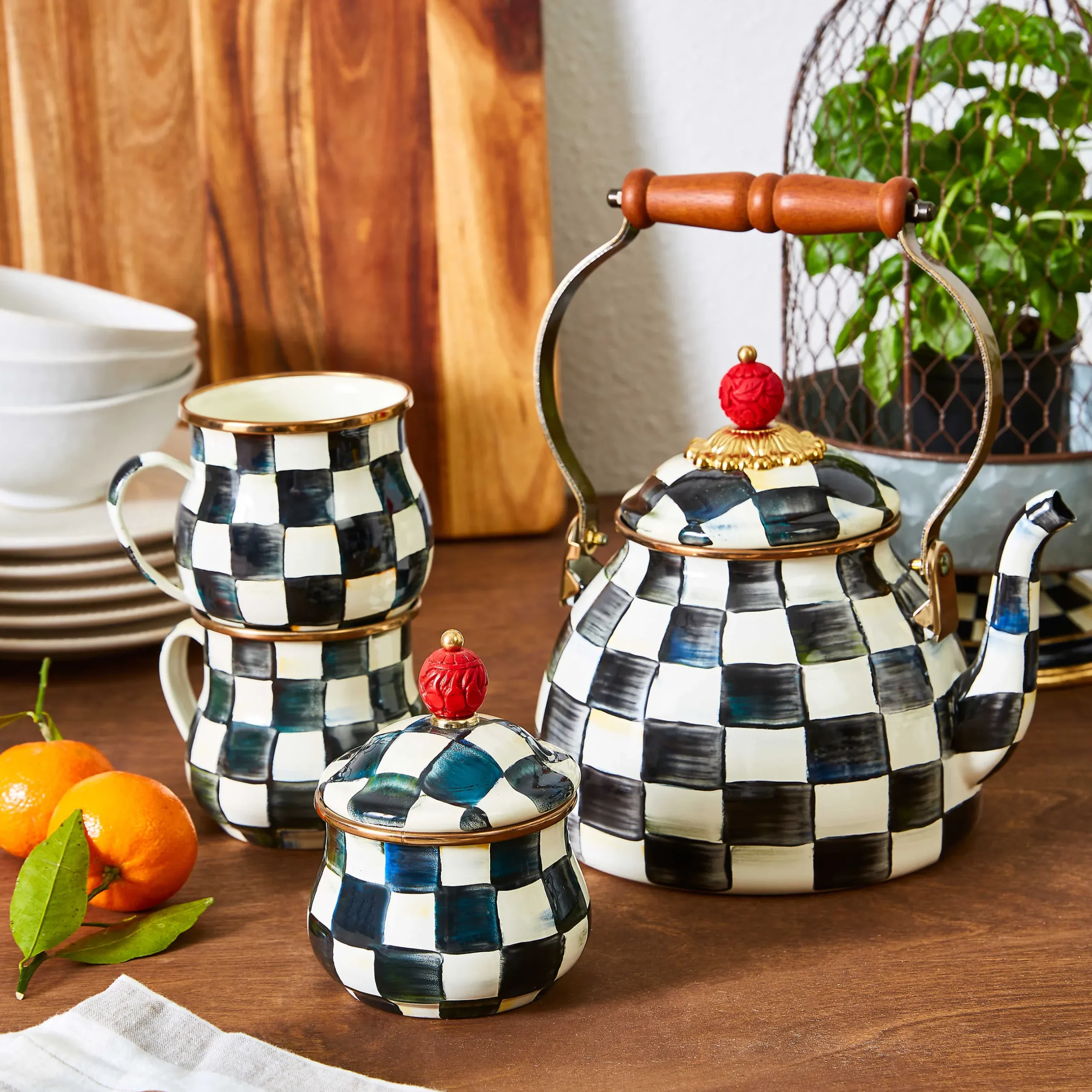 The Coffee Shop|Serveware|MacKenzie-Childs Courtly Check Lidded Sugar Bowl